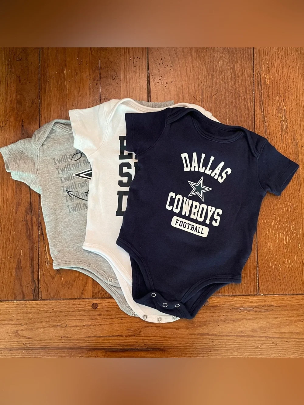 Dallas Cowboys NFL Licensed - Bundle of 3 Baby Bodysuits - 6-9 Months